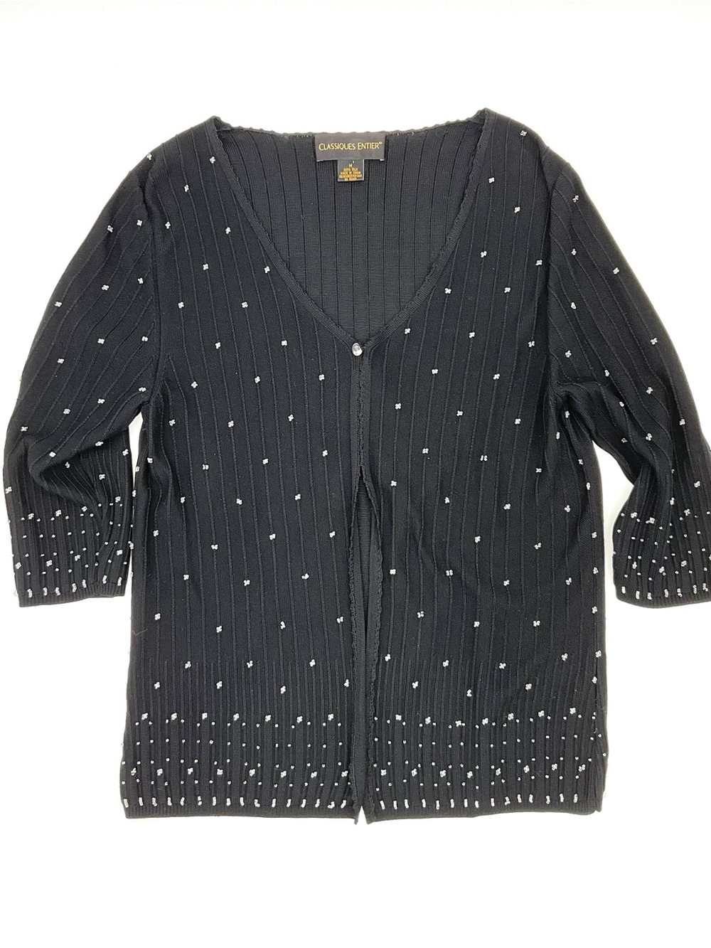 Classiques Entier Silk Beaded Black Cardigan, Medium